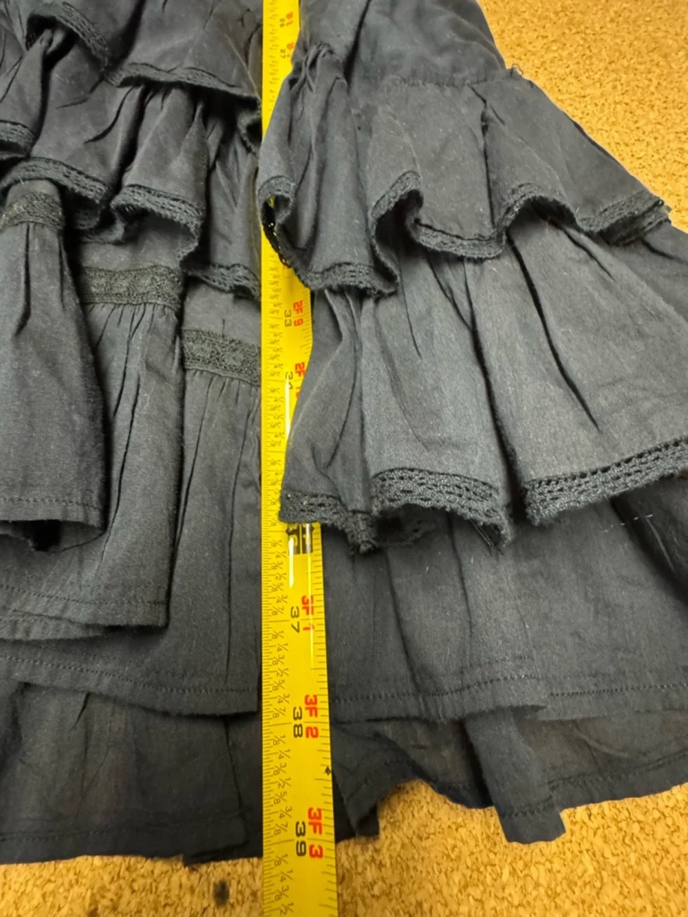 Zadig & Voltaire Ranky Dress Black Lace Ruffle Mini Boho Gothic Tiered Medium A4 - Picture 14 of 16